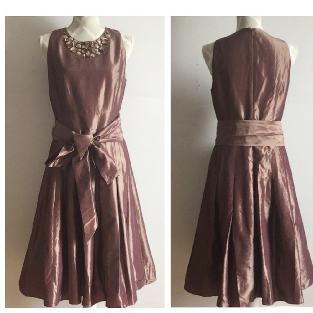 Eliza J brown bronze  iridescent fit and flare satin dress size large
